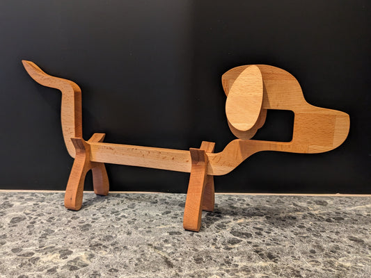 Hund Weinflaschenhalter Weinregal aus Buche Beagle Handarbeit